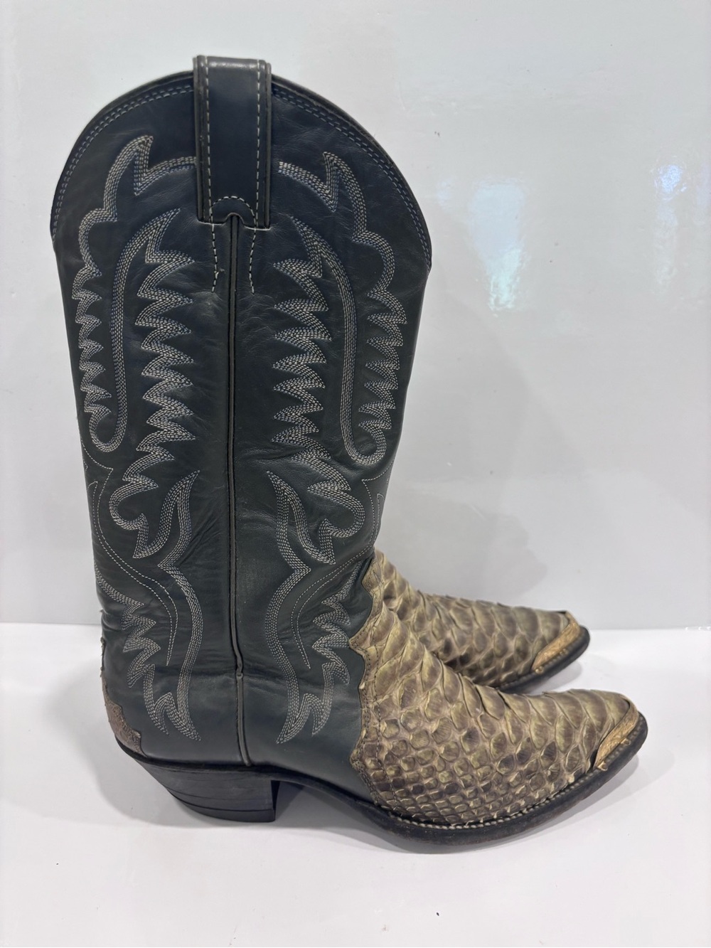 Justin Style 6034 Python Snakeskin Cowboy Boots Men’s US 9D Black Western USA